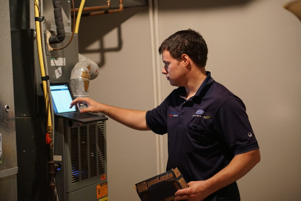 Fairfield-Hamilton, Ohio HVAC technician performing a fall furnace tune-up.